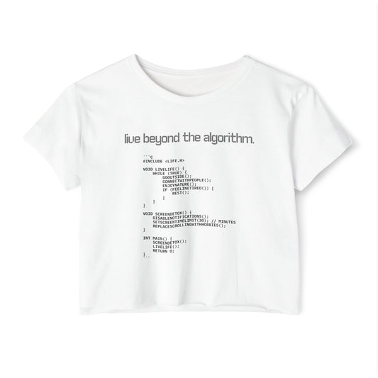 Live Beyond the Algorithm' - Women's Cropped Top