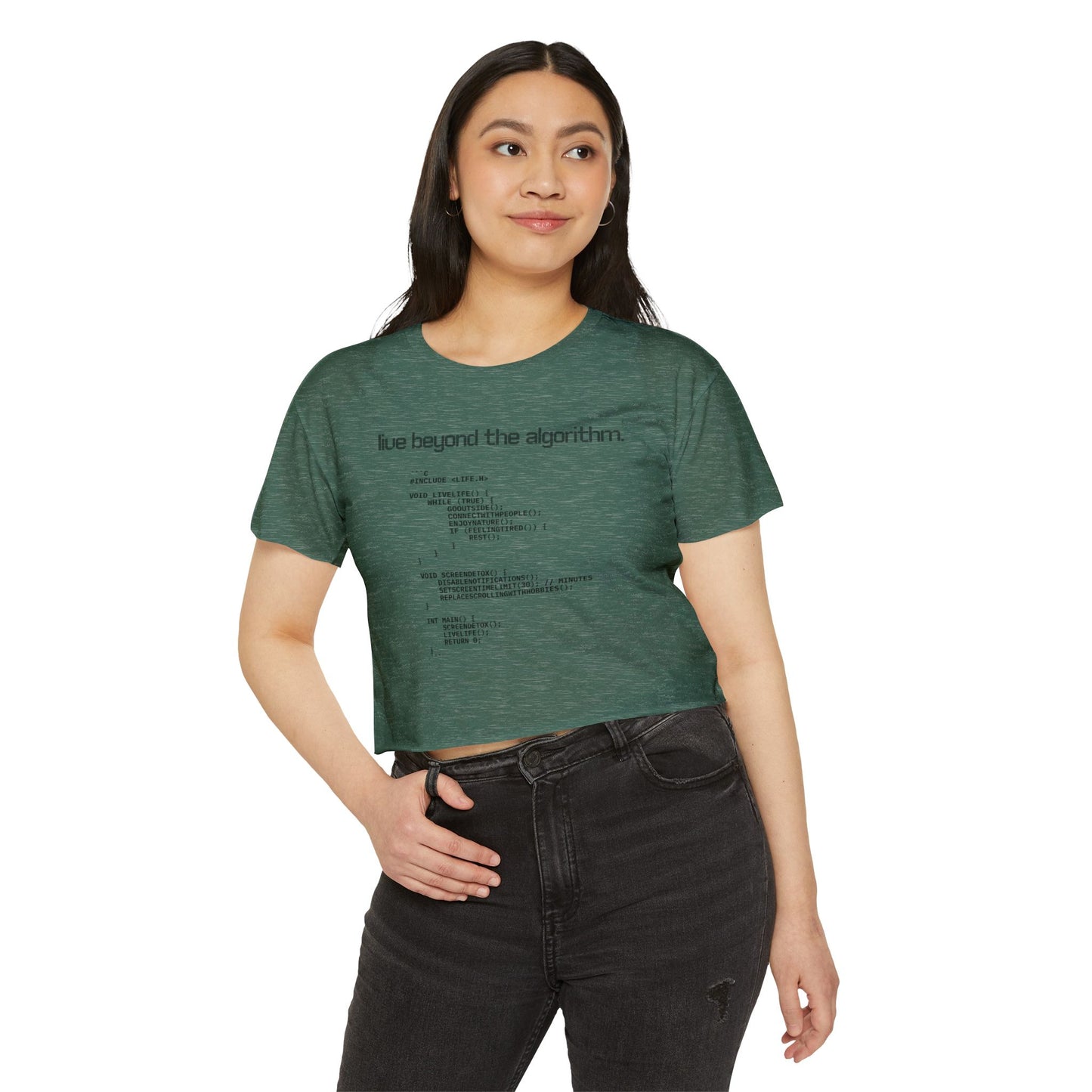 Live Beyond the Algorithm' - Women's Cropped Top