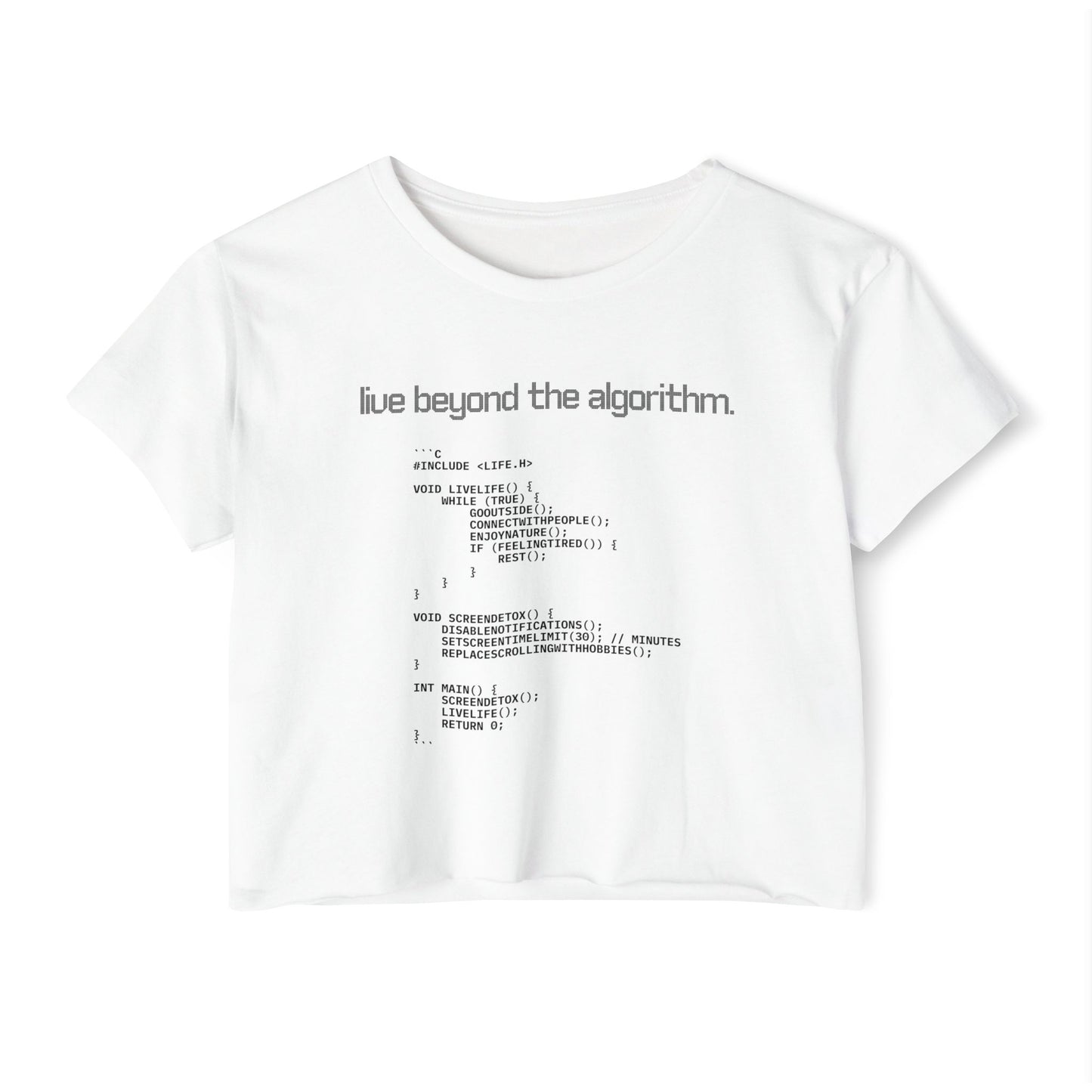 Live Beyond the Algorithm' - Women's Cropped Top