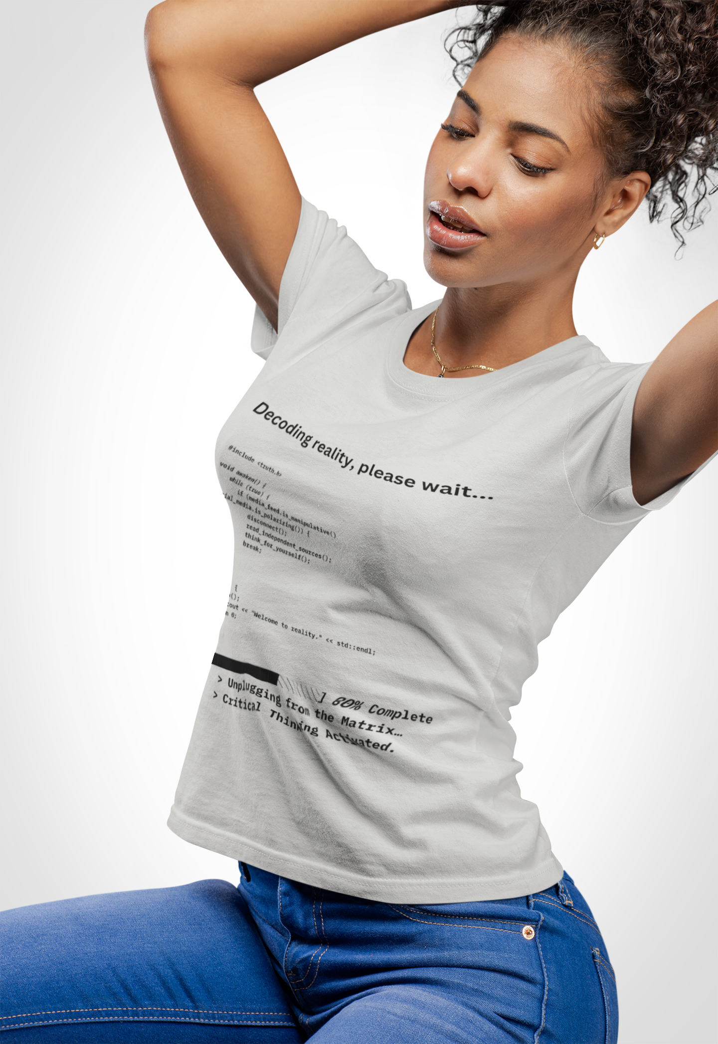 'Decoding Reality' - Women's Comfortable Crew Tee
