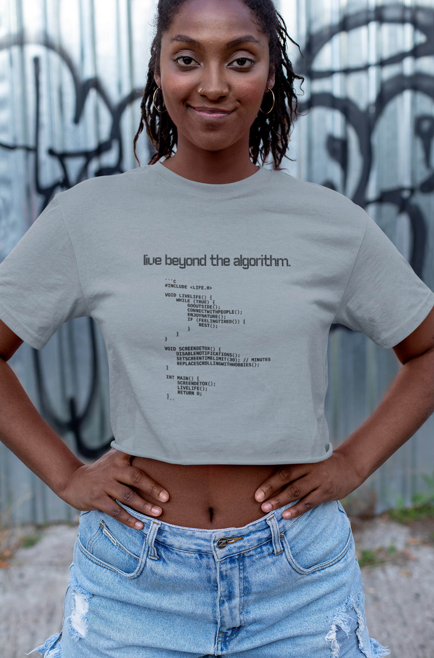 Live Beyond the Algorithm' - Women's Cropped Top