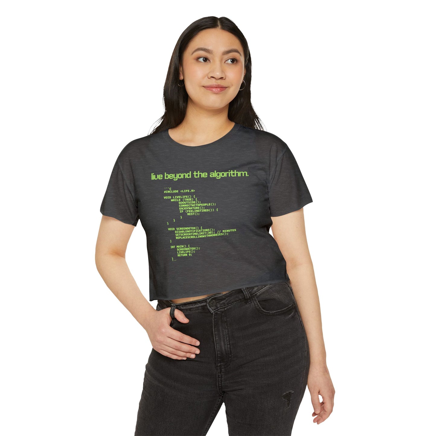 Live Beyond the Algorithm' - Women's Cropped Top
